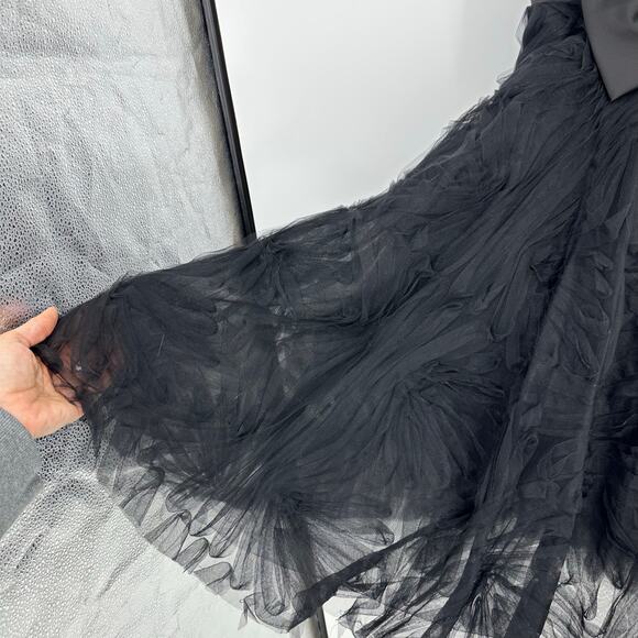 MAC DUGGAL Dress Evening Gown Black Mini Tulle Satin Bow Fit Flare Sz 6 Cupcake - Picture 10 of 12